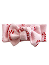 Candy Cane Organic Waffle Knit Bow in Pink