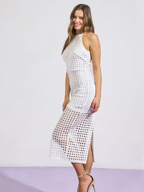 Woven Lace Midi Dress