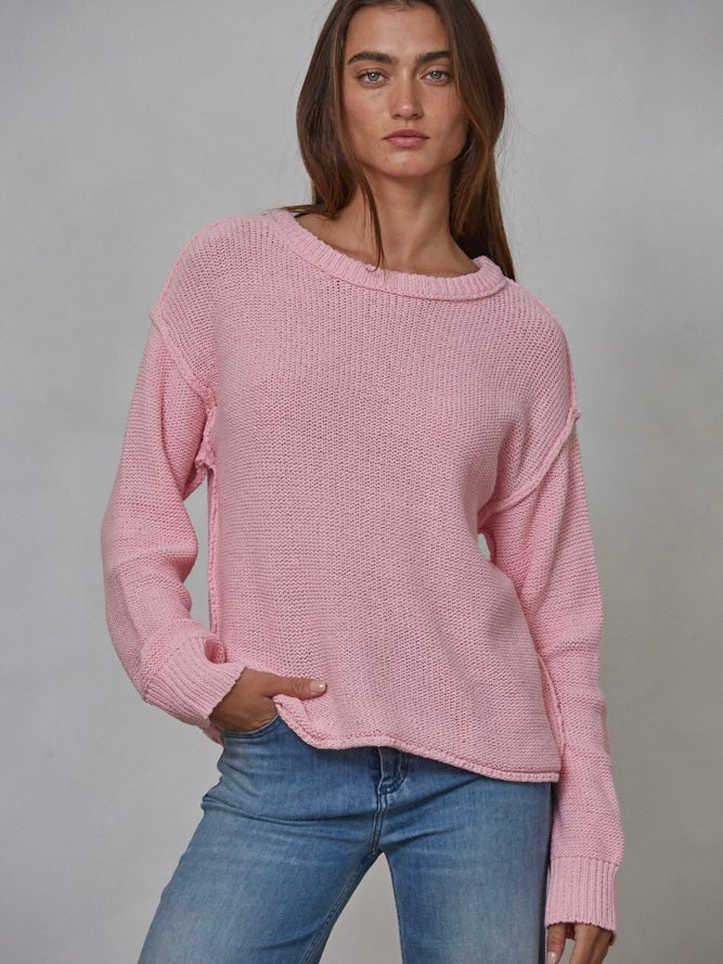 Reverse Hem Sweater in Pink