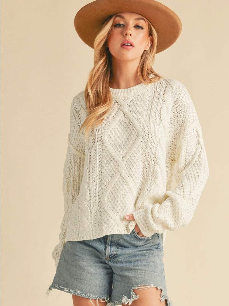 White Knit Adela Sweater