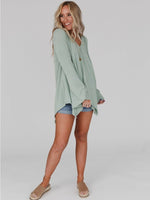 Golden Hour Long Bell Sleeve Top in Sage