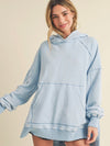 Essentially Yours Side Slit Hooded Sweatshirt in Sky