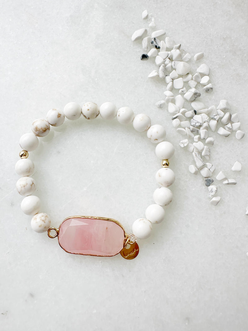 Howlite & Rose Quartz Chelsea Octa Stretch