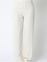 Milani Natural Black Striped Linen Pants