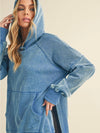 Essentially Yours Side Slit Hooded Sweatshirt in Cerulean