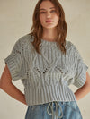 Knit Short Sleeve Sweater In Dusty Sage