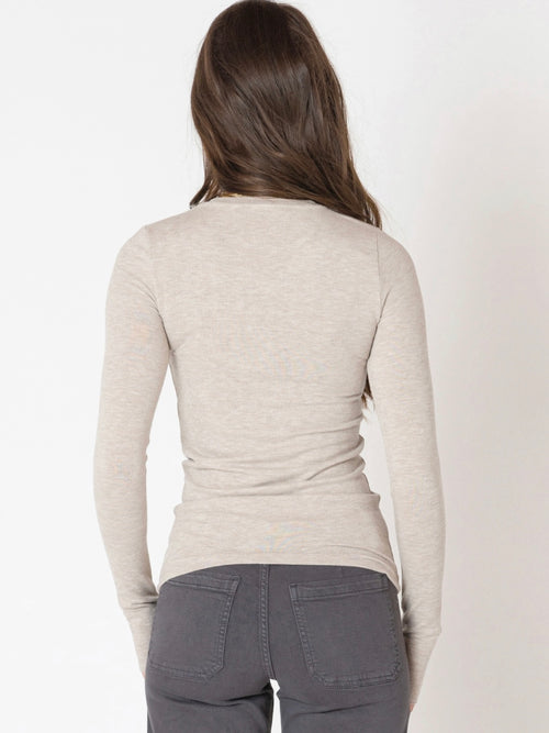 Brushed Taupe Crewneck Long-sleeve Tee