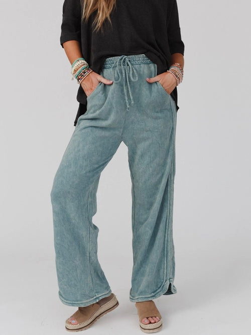 So Comfy Wide Leg Full Pant in Teal