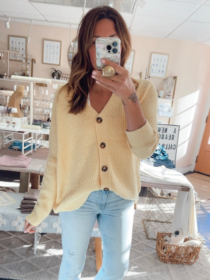 Brushed Sweater Cardigan in Butter
