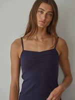 Solid Cami with Front Ruching in Navy