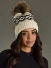 Cream & Speckled Pattern Pom Hat