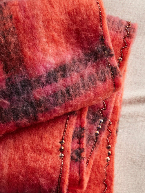 Highland Plaid Skinny Scarf in Pink Combo