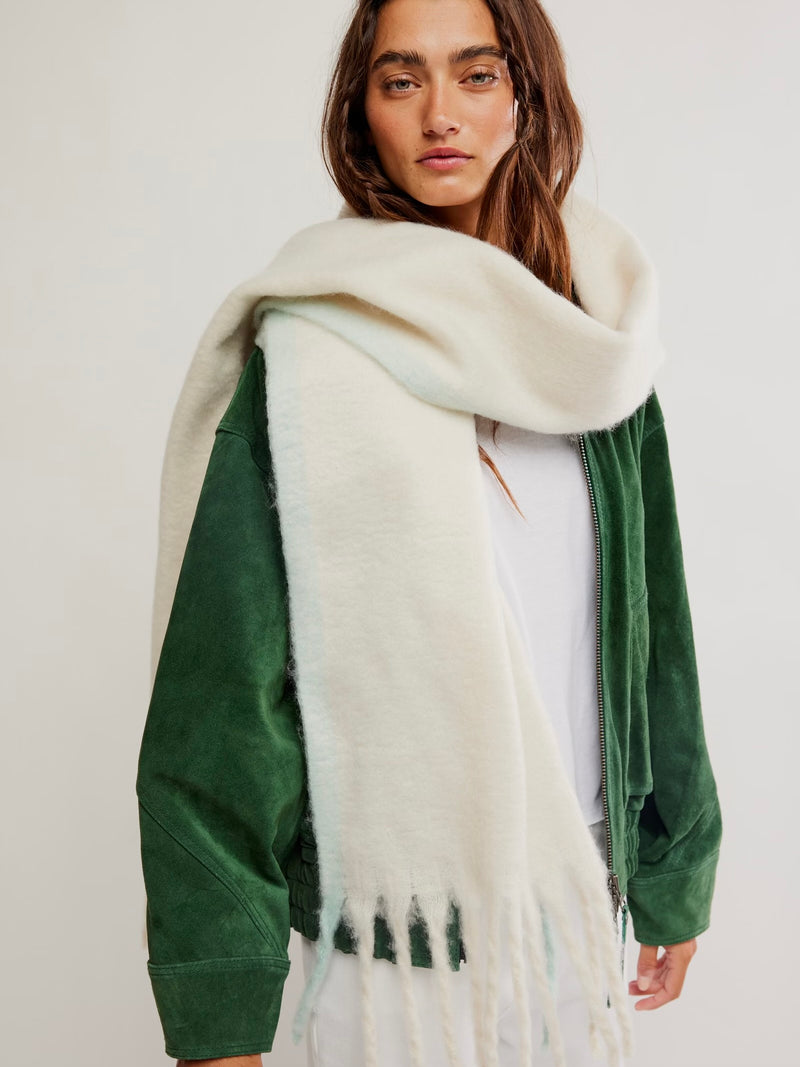 Winter Chill Blanket Scarf in Ivory