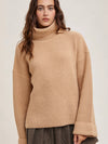 Latte Turtleneck Oversized Knit Sweater