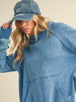 Essentially Yours Side Slit Hooded Sweatshirt in Cerulean