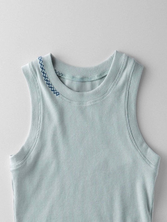 Zigzag Stitch Ribbed Tank Top