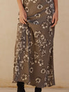 Floral Satin Maxi Skirt in Stone