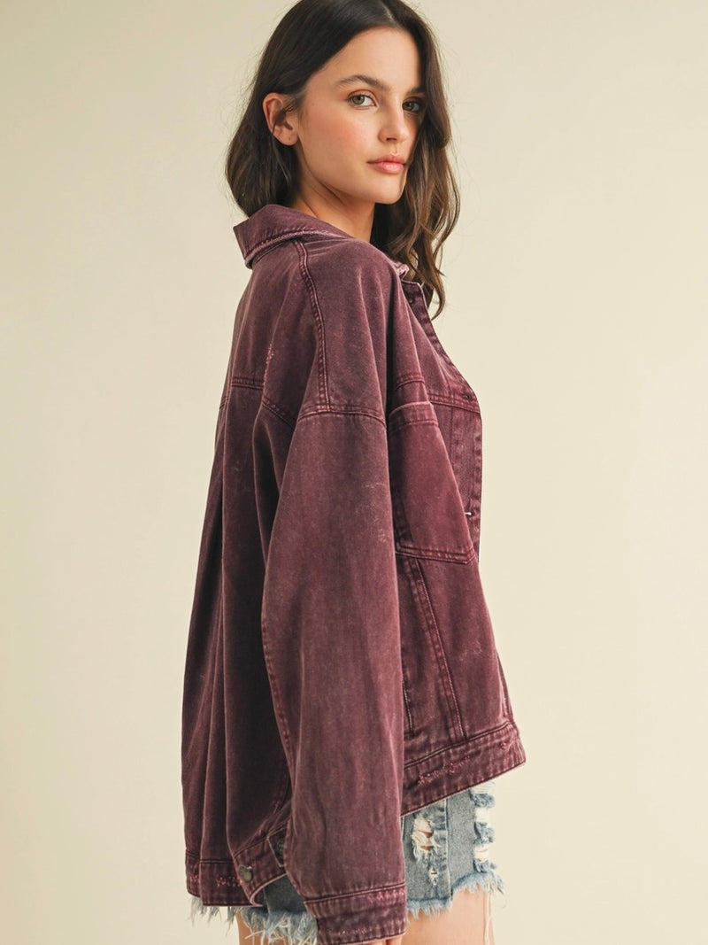 Cherry Denim Oversized Jacket