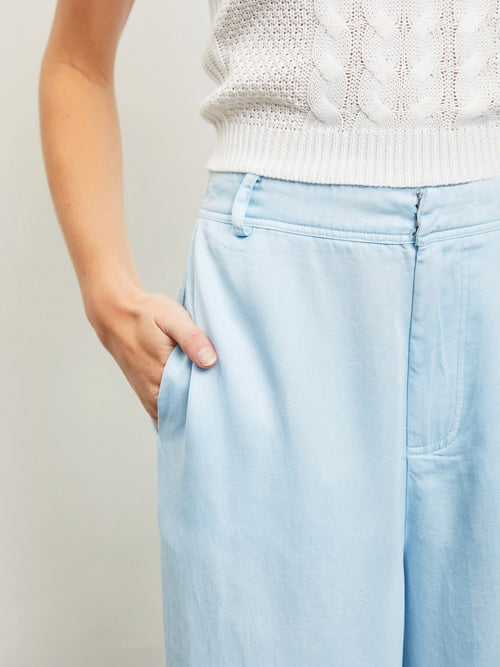 High Wasted Wide Leg Pant in Powder Blue