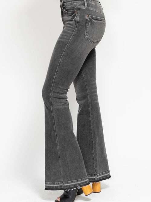 Grey Release Hem Flare Jean