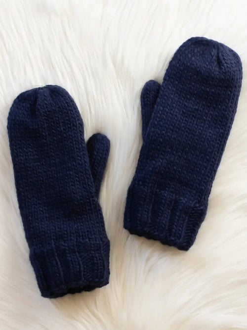 Navy Knit Mittens
