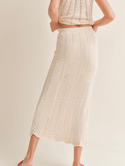 Baby Chevron Knit Maxi Skirt With Lining