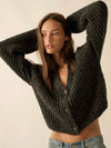 Ophelia Button Front Cardigan Sweater in Black