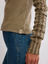Breezy Slit Sweater Thermal Top in Fossil Dune