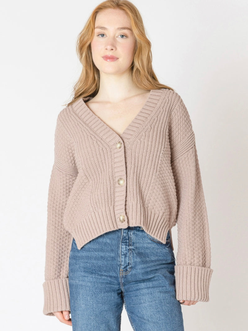 Warmer Taupe Cuff Sleeve Cardigan