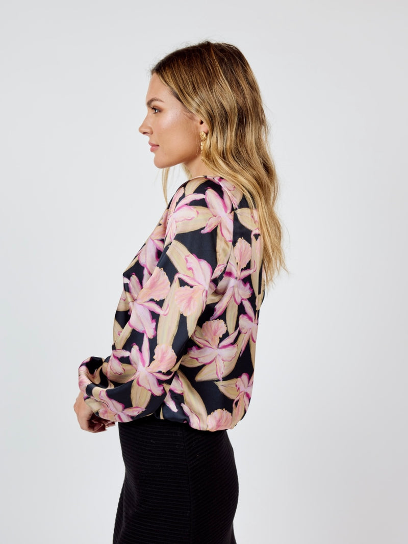 Black & Pink Floral Top