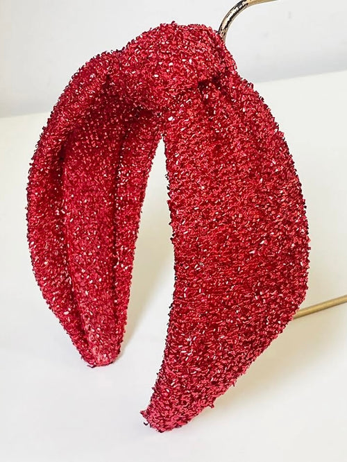 Tinsel Twirl Knot Headband in Red