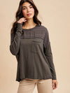 Embroidered Burnout Long Sleeve in Charcoal