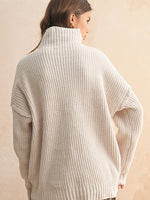 Chenille High Neck Sweater Top in Cream