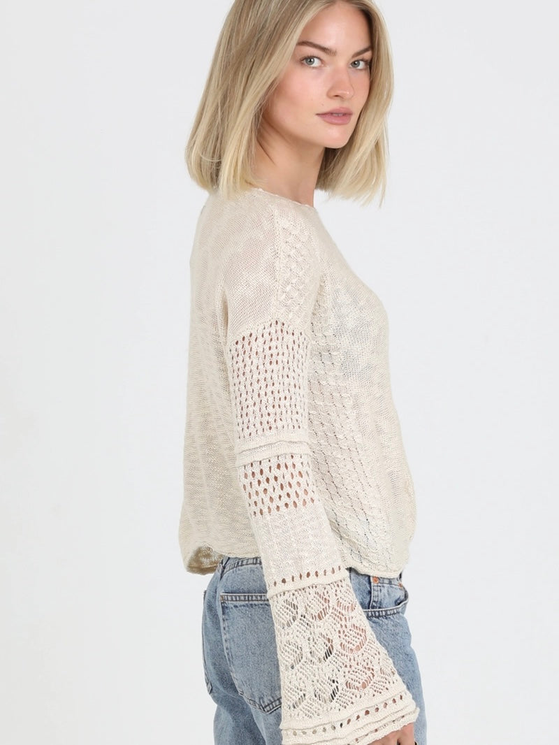 Light Weight Flare Bell Slit Sleeve Pullover