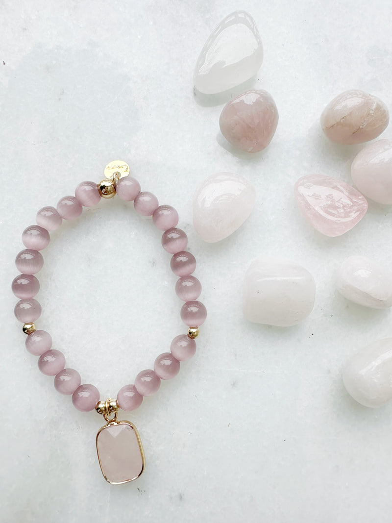 Pink Cat Eye & Rose Quartz Octa Stretch