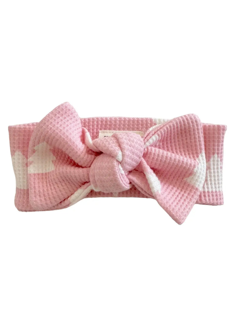 Pink Trees Organic Waffle Knit Bow