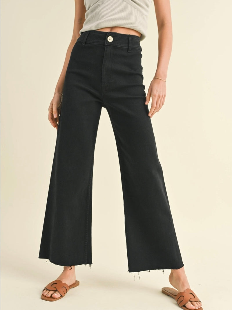 Straight Wide Leg Pants in Fade Black