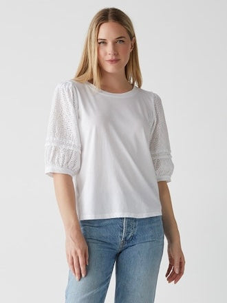 Jenny Eyelet Flutter Shirt