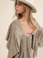 Garment Washed Shirred Crop Jersey Knit Top in Light Olive