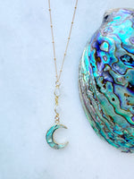 Abalone & Moonstone Crescent Necklace