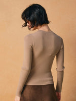 Crew Neck Off The Coast Sweater in Mocha