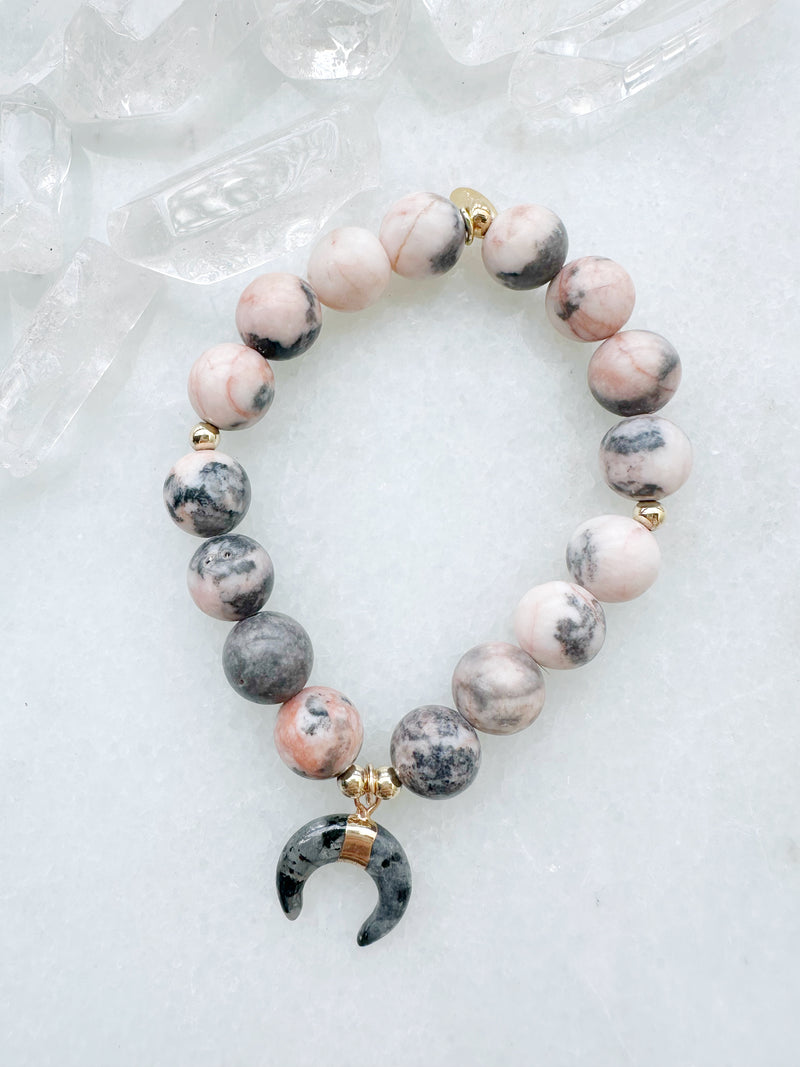 Pink Zebra Jasper & Labradorite Deka Stretch