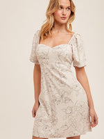 Sweetheart Linen Floral Dress