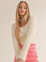 Camille Square Neck Sweater in Cream
