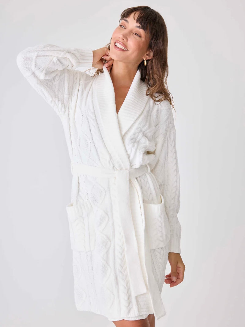 Cable Knit Robe in Ivory