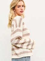 Selena Striped Sweater in Tan