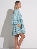 Claire Tiered Jacquard Bell Sleeve Dress
