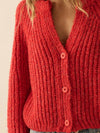 Ophelia Button Front Cardigan Sweater in Red