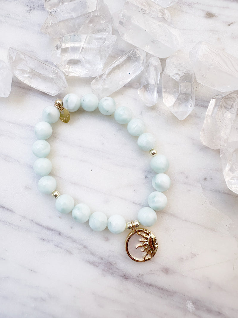 Green Moonstone & Mother of Pearl Sun Octa Stretch