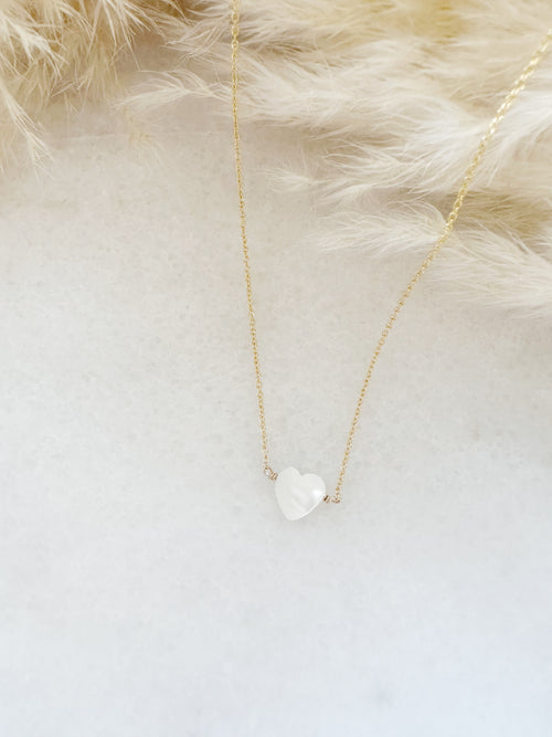 Mother of Pearl Mini Heart Necklace